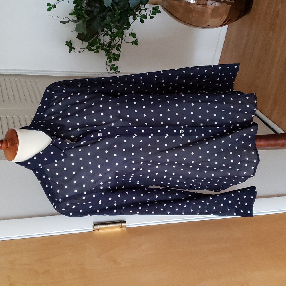 J. Crew Navy Blue Polka Dot Blouse